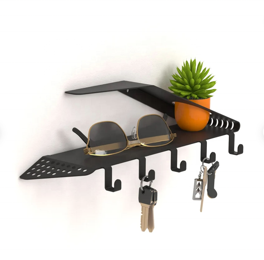 Unique Key Holder Product Display Racks Best Seller Metal Hook Metal Wall Hook with Shelf Key Holder