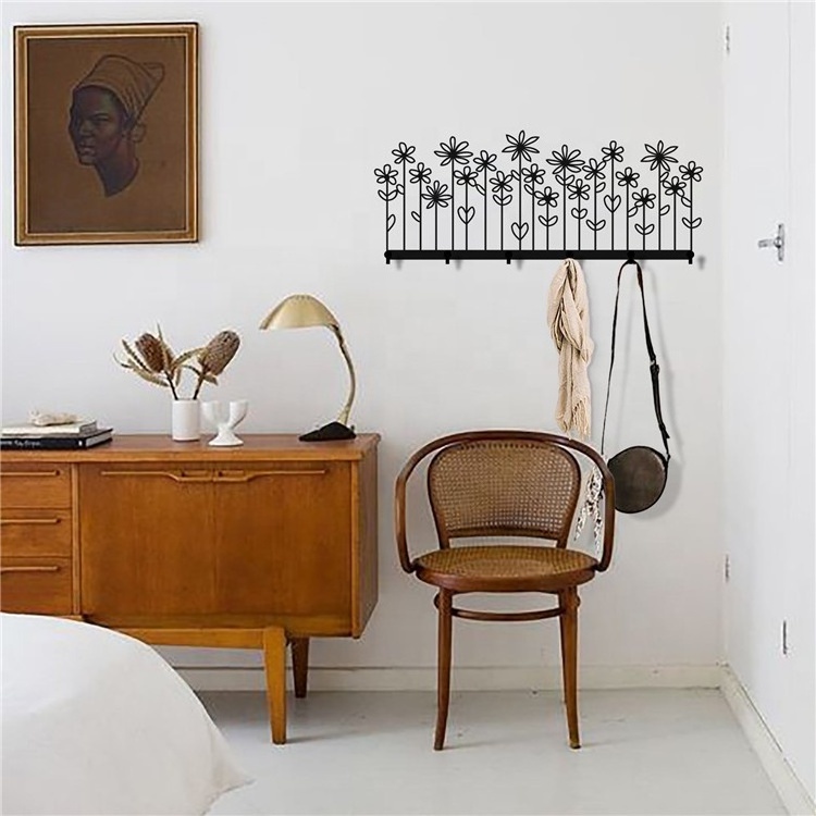 Flower Shaped Simple Decorative Functional Metal Wall Mounted Bag Hanger Coat Rack Clothes Keys Racks