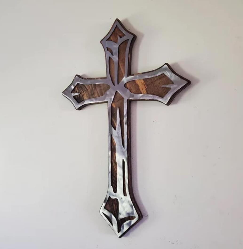 Cross Wall Art 2022 New Rustic Wood Metal Sign Christian Faith Wall Decoration Home Bar Wall Decor