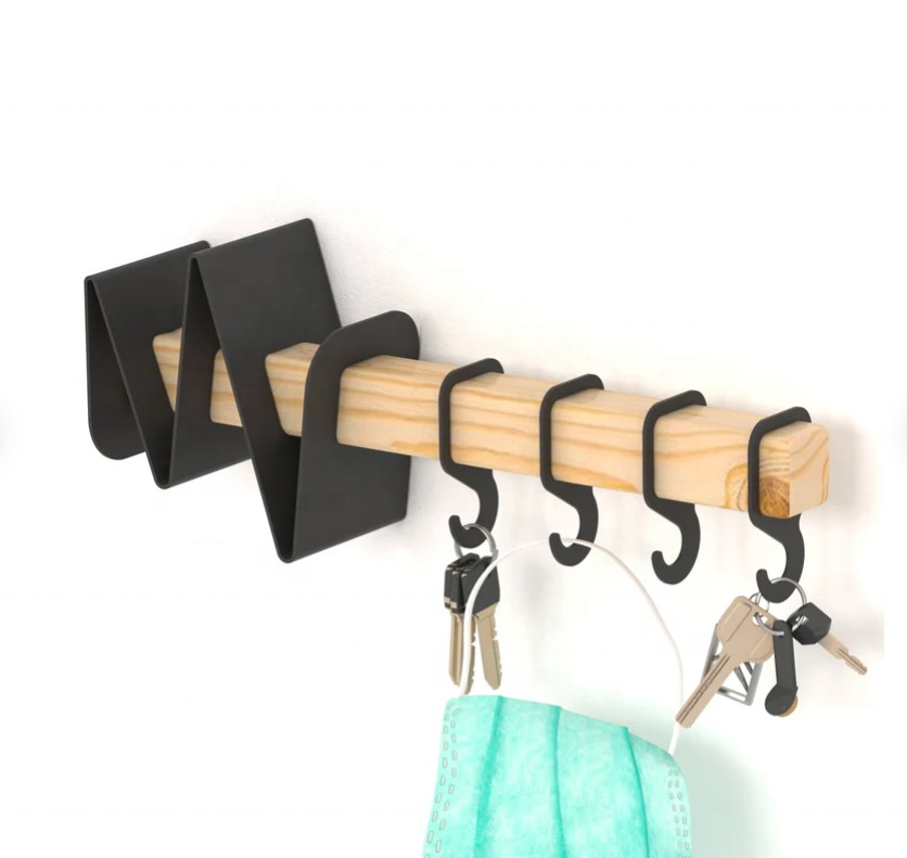 Unique Design Wall Hook Coat Rack 2022 New Product Key Holder Industrial Display Racks Wood and Metal Wall Hook