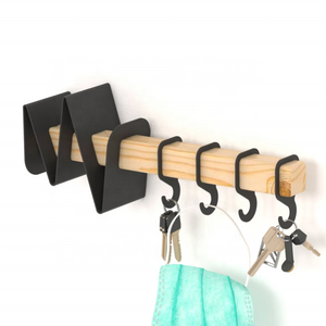 Unique Design Wall Hook Coat Rack 2022 New Product Key Holder Industrial Display Racks Wood and Metal Wall Hook