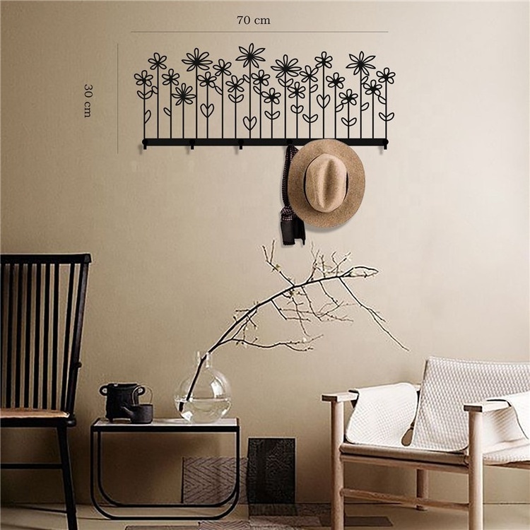 Flower Shaped Simple Decorative Functional Metal Wall Mounted Bag Hanger Coat Rack Clothes Keys Racks