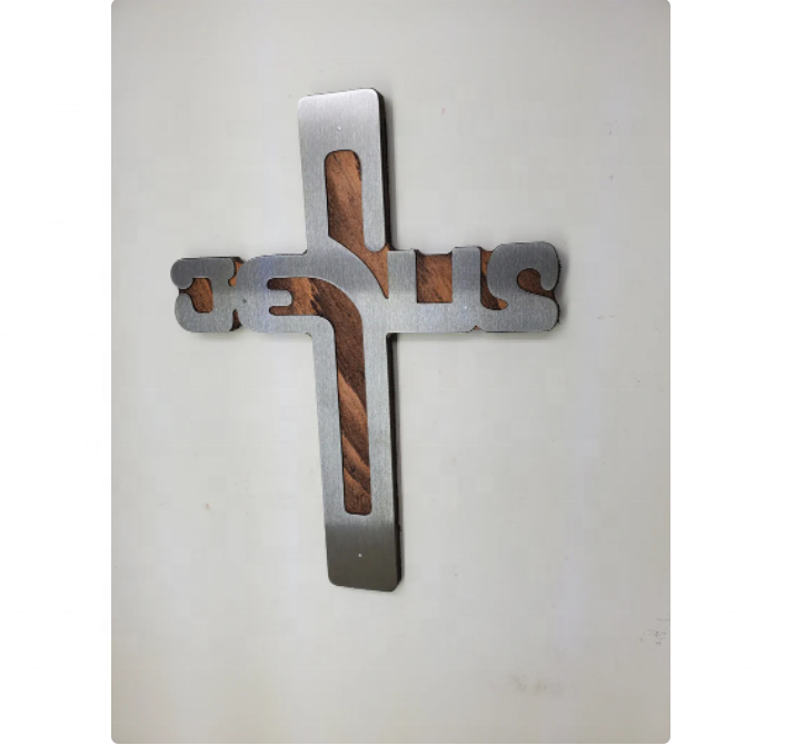 Jesus Cross Wall Decor New Product Christian Wall Art Wood and Metal Home Art Spiritual and Religious Wall Decor