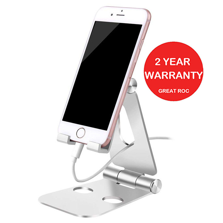 Great Roc Top selling ergonomic adjustable portable foldable simple light weight universal rose golden silver smart phone holder