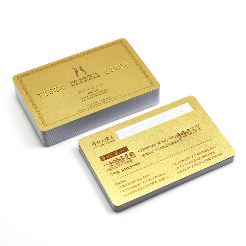 Metallic Golden Embossed PVC Plastic VIP Member Customized Business Cards