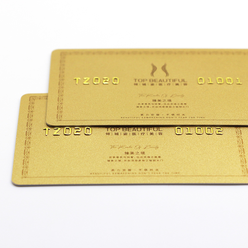 Metallic Golden Embossed PVC Plastic VIP Member Customized Business Cards