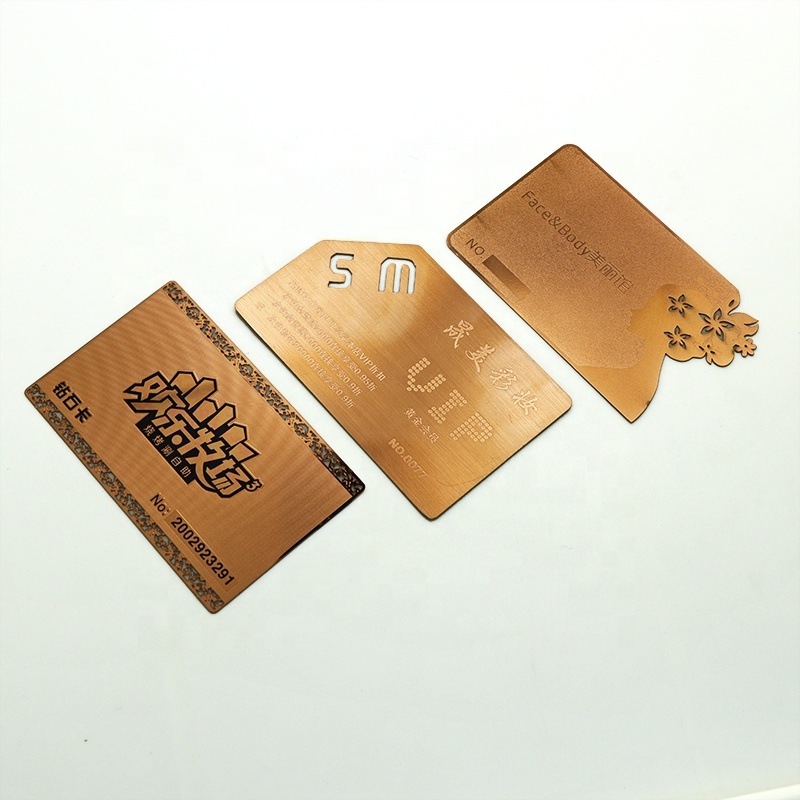 Luxury Rose Gold Brushed Stainless Steel Metal Business Cards