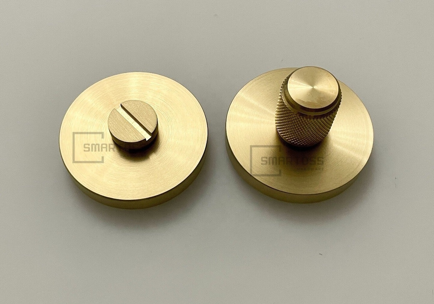 Toilet Privacy Turn & Release Lock Knurled Bathroom Thumb Turn Lock in Satin Brass