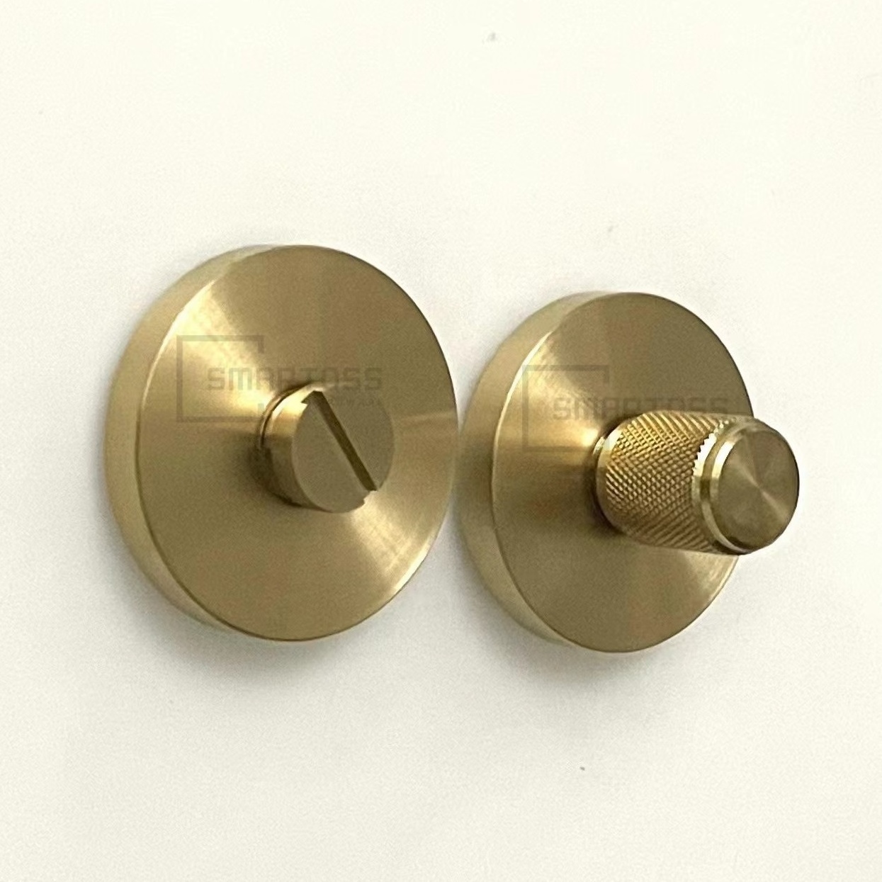 Toilet Privacy Turn & Release Lock Knurled Bathroom Thumb Turn Lock in Satin Brass