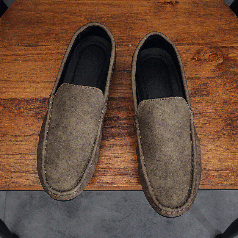 Hand made Italian styles cow suede leather comfortable gray driving shoes casual flat shoes Moccasins for men