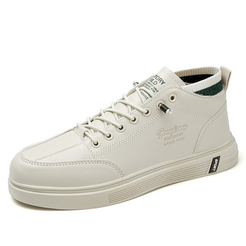 China Manufacturer Custom brand Comfortable Men's Upper PU Leather White Casual Shoes Men