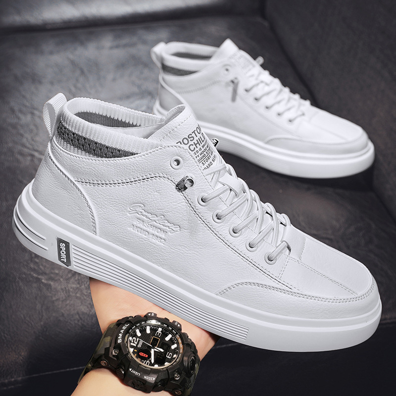 China Manufacturer Custom brand Comfortable Men's Upper PU Leather White Casual Shoes Men