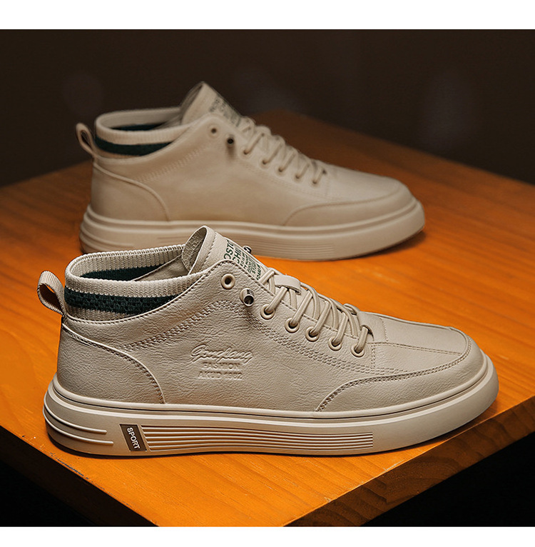 China Manufacturer Custom brand Comfortable Men's Upper PU Leather White Casual Shoes Men