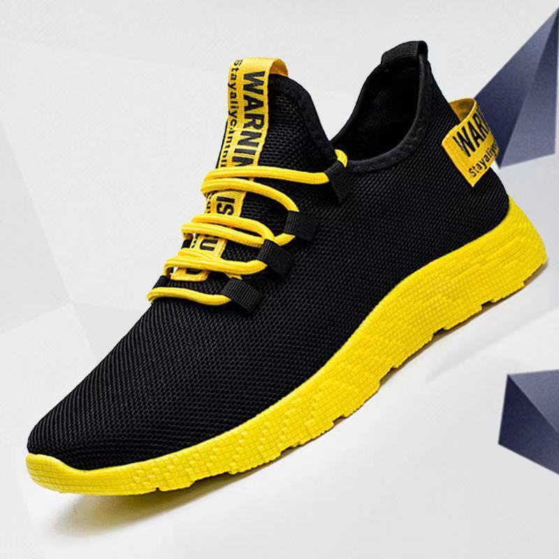 Cheapest Sport Shoes World New Model Men Casual Walking Shoes PVC simple package Knit OEM Male Mesh 1 Pairs black red yellow