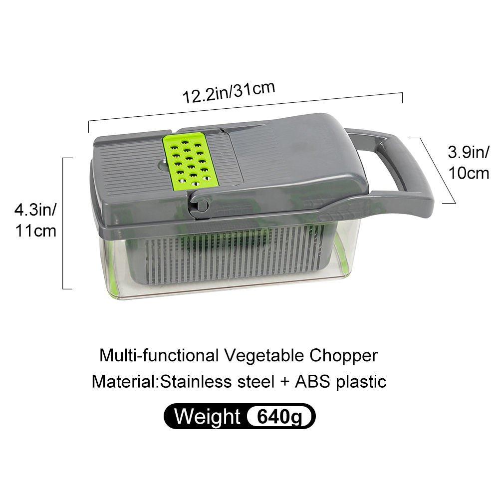 12 In 1 Multifunctional Manual Potato Cutter Dicer Garlic Garter Chopper Vegetable Cutter With Container