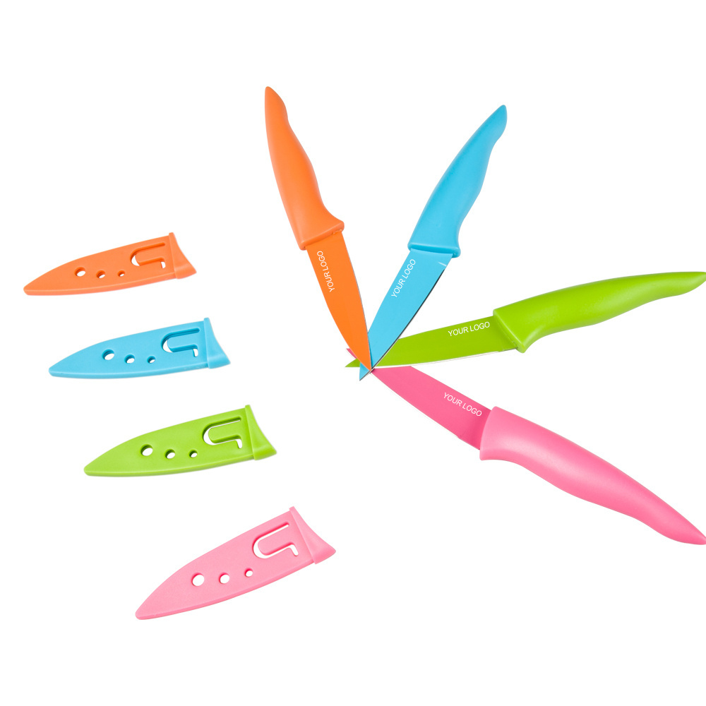 Factory Wholesale Cutting Vegetable Knives Colorful Coating Stainless Steel Fruit Knife Set