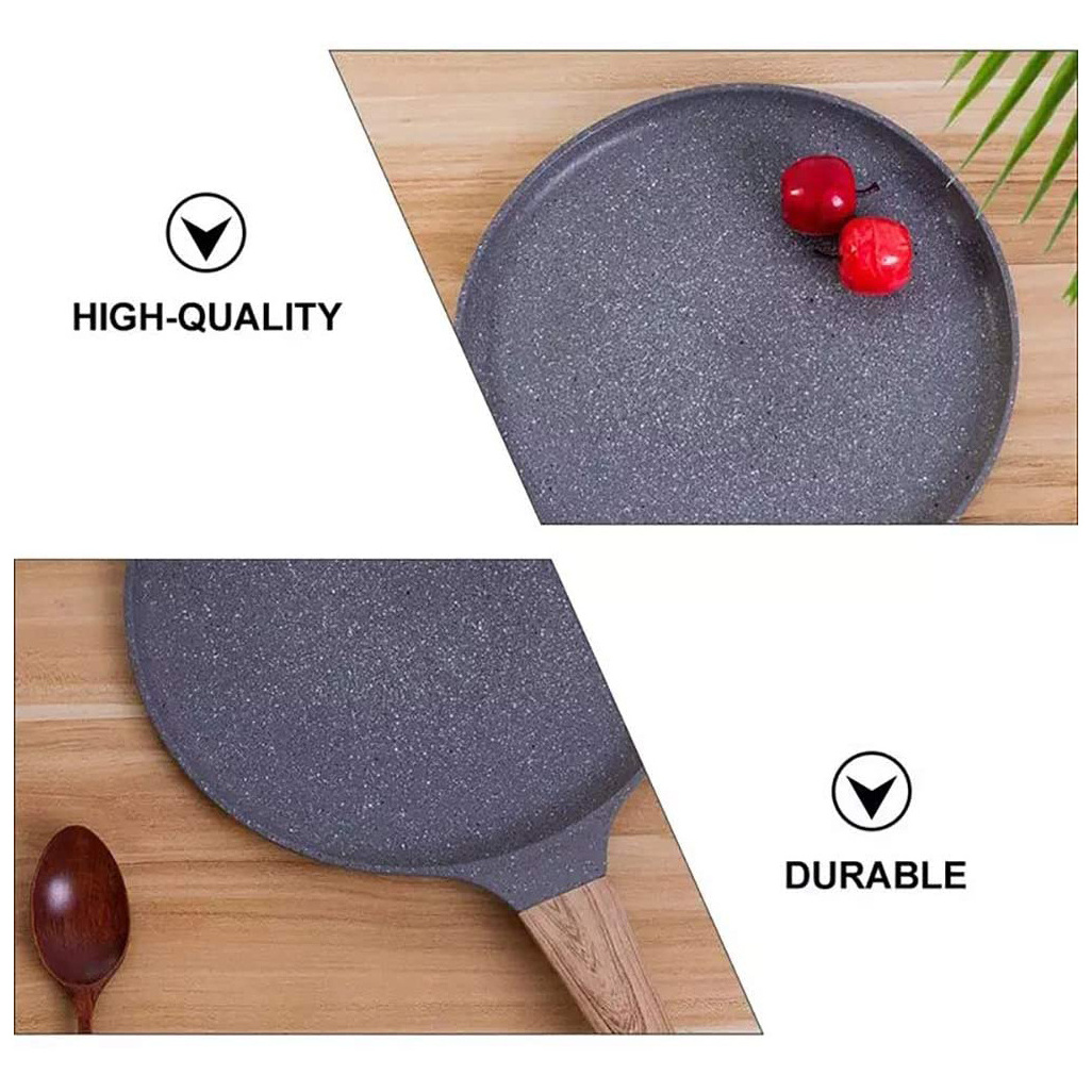 Smartpan 11 Inch Crepe Pancake Dosa Tawa Pan,Non-stick Frying Pans Household Wooden Handle Pancake Cooking Pan for Omelette