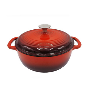 Wholesale Camping Outdoor Cooking Pot Casserole Red Enamel Cast Iron Cookware