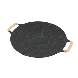 Non-stick Granite Coating Stovetops And Induction Compatible Korean Bbq Grill Pan Round Cast Iron Griddle Pan