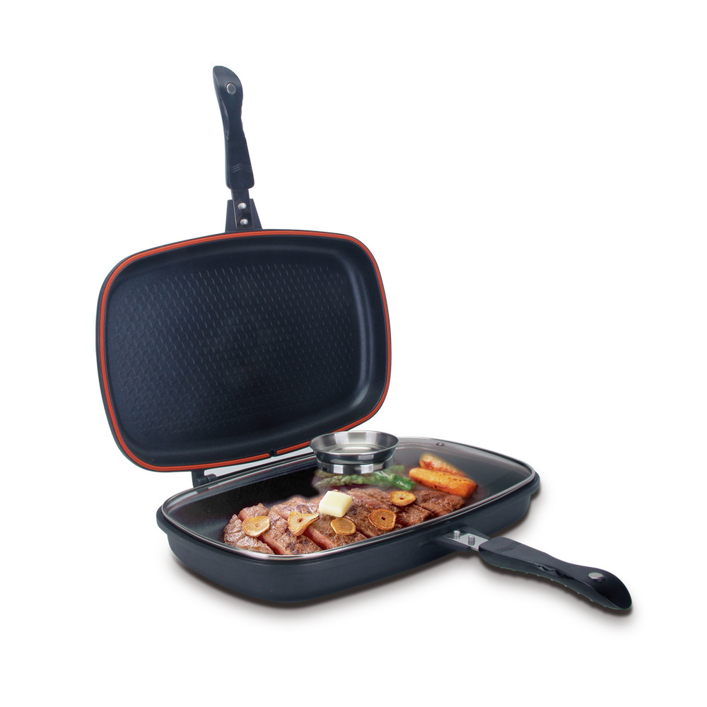 Nonstick Electrical Cast Iron Ceramic Aluminum Double Grill Fry Frying Pan