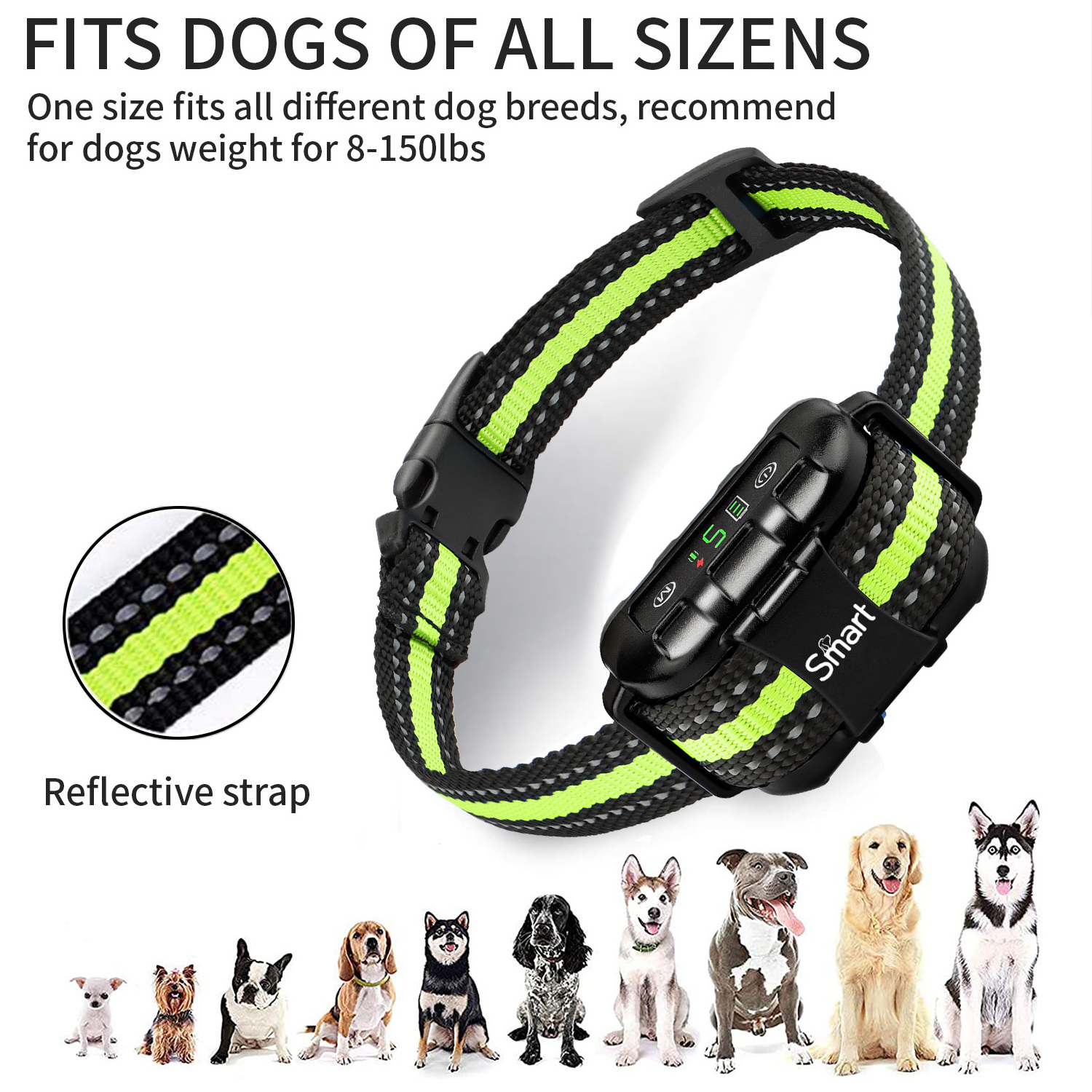 Hot Pet Training Device Humane Dog Bark  Collar Black