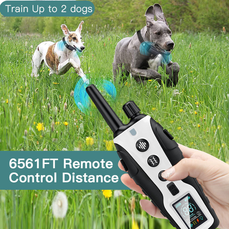 6000 FT Dog Training Collar Flashing Light for Night Walk Adjustable Pitch Beep Vibration Safe Shock Keypad Lock for All Breeds