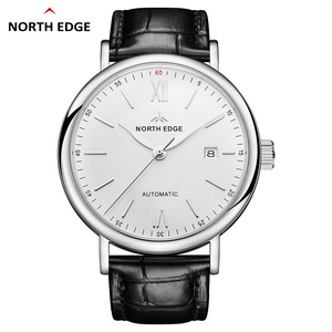 New Arrival NORTH EDGE AMOY Multifunctional Men Business Watch Waterproof Leather Mechanical Watch For Men