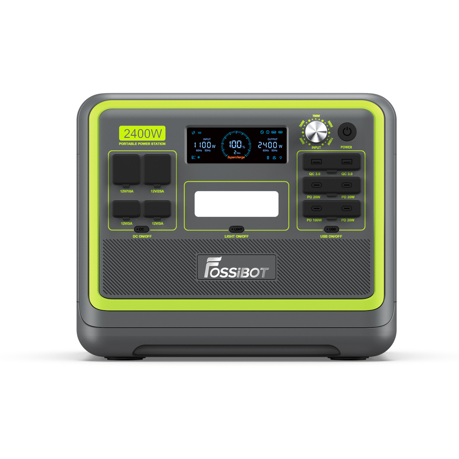 Fossibot F2400 Power Station 2400W LiFePO4 Battery Portable Power Station System Solar 2048Wh  Surge Power 1200W Car Charger