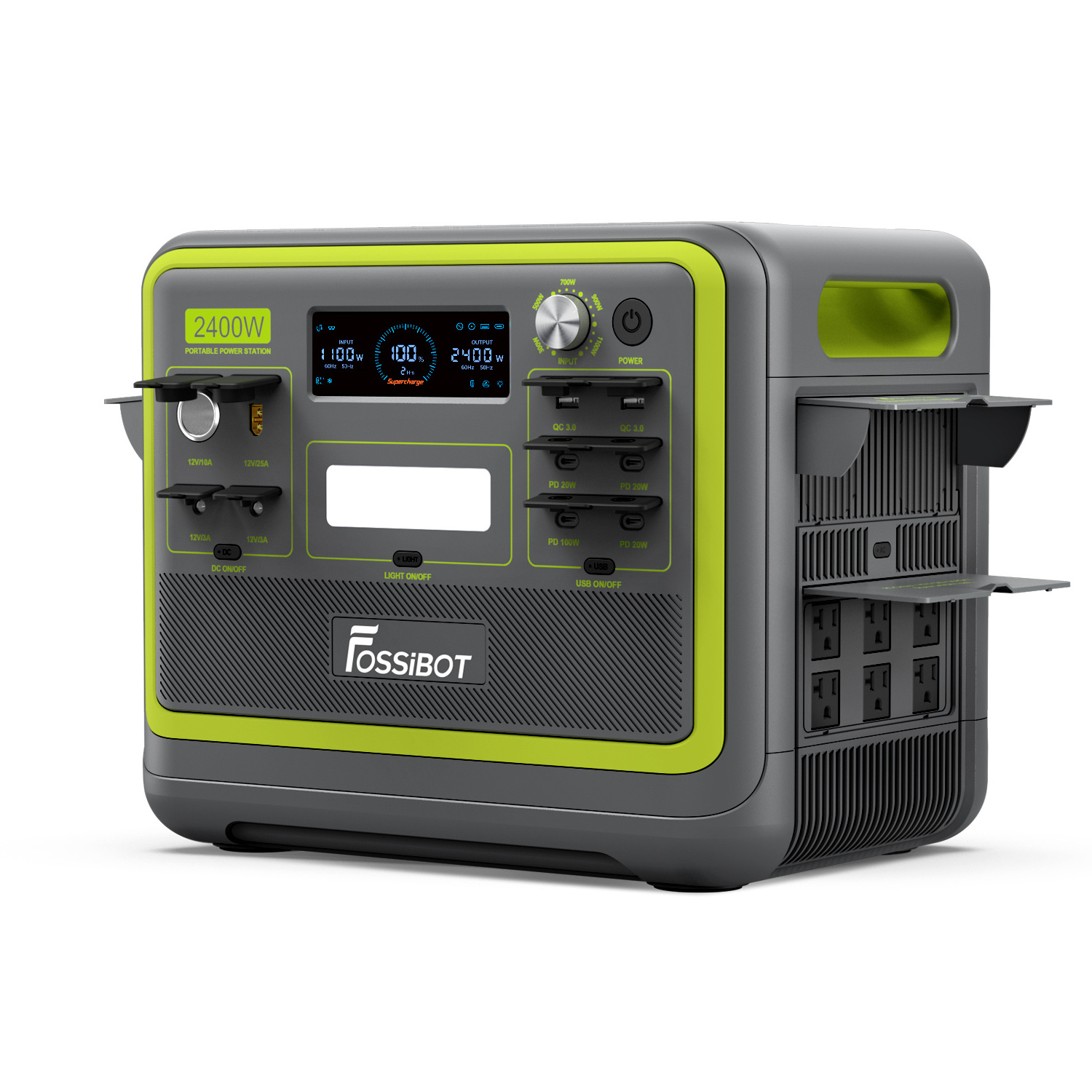 Fossibot F2400 Power Station 2400W LiFePO4 Battery Portable Power Station System Solar 2048Wh  Surge Power 1200W Car Charger