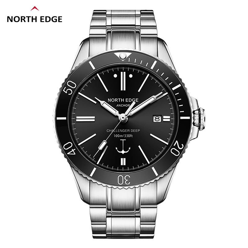 North Edge New Sapphire Stainless Steel Automatic Movement 100M Waterproof Watch Green Water Ghost Mechanical Smartwatch ANCHOR