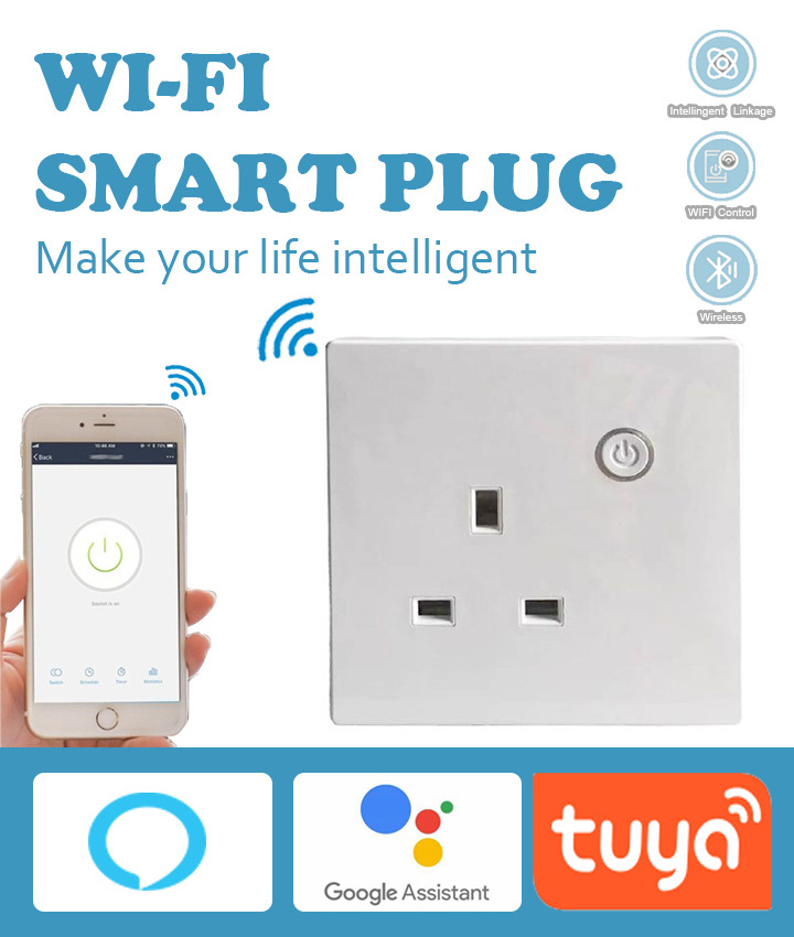 UK Electric Alexa Smart Home Standard Wall Outlet Port Smart Socket Wifi