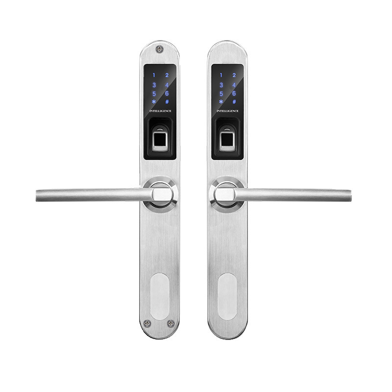 Most popular long Plate Door Handle thin lock body 70mm cylinder mortise aluminium door lock for glass door