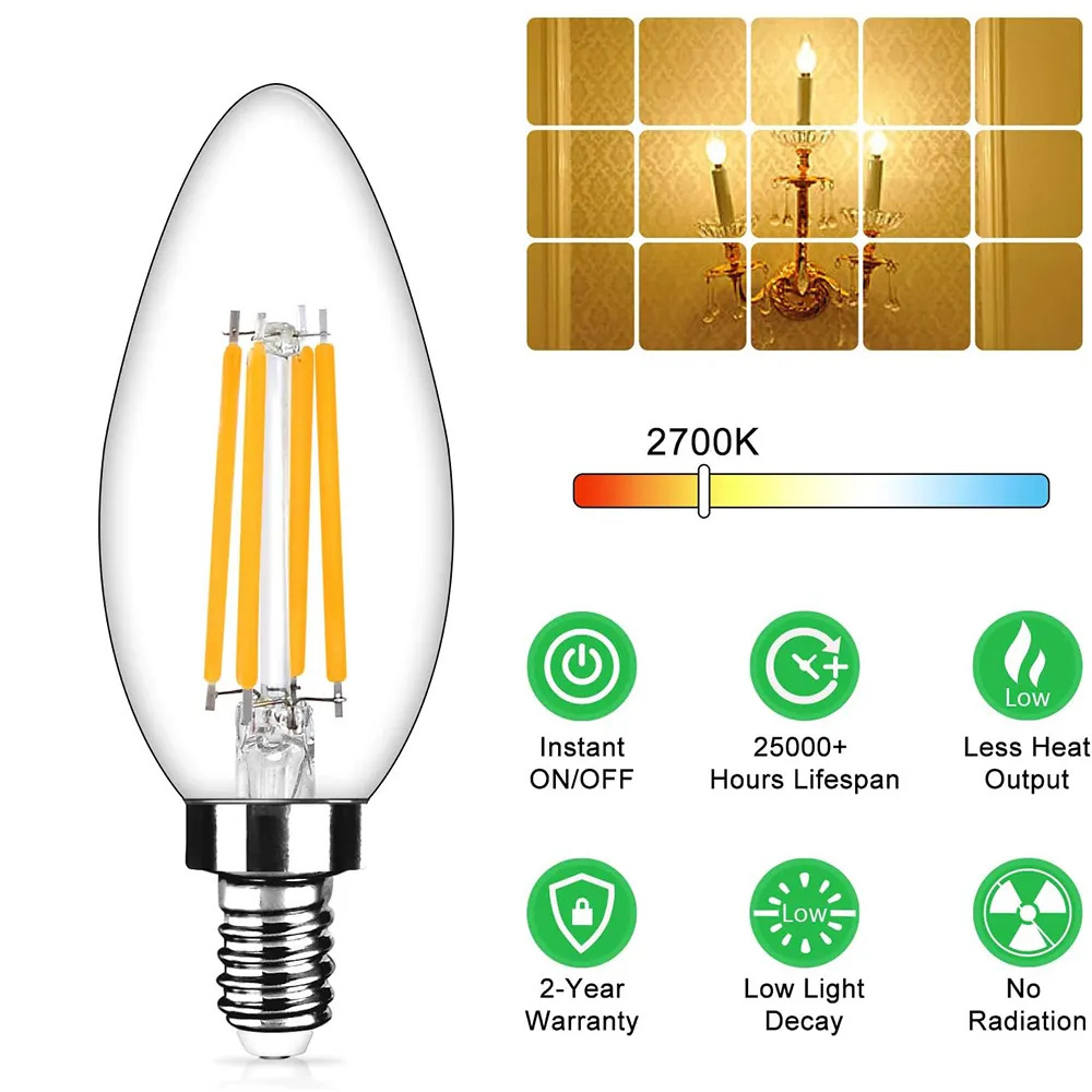 Brand New String Filament Lamp C35T 60mm Soft Light Strip New E26 E27 De Chevet Filament Lampe