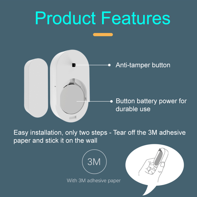 Open and Close Reminder Tuya 433mhz Smart Door Sensor for Home