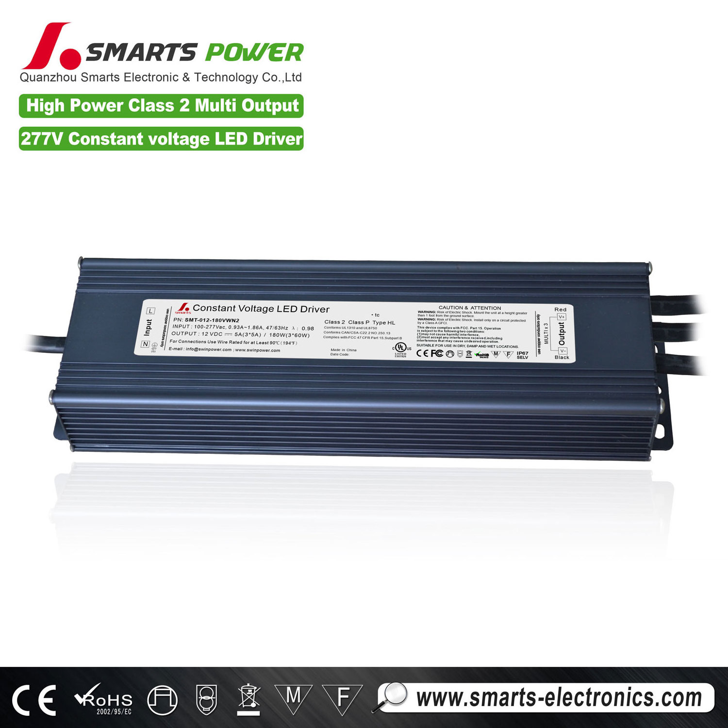 277VAC 12v 180w rain proof led power supply