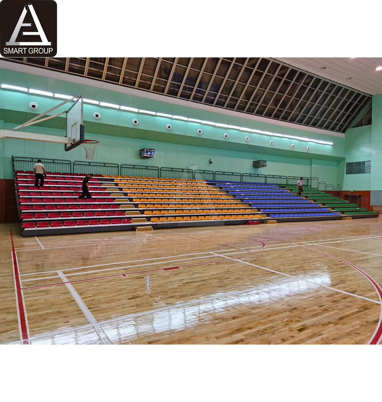 465 Seats 9 Rows 85ft Basketball Court Bleacher Seats Electric Telescopic Gym Bleachers Retractable Bleachers