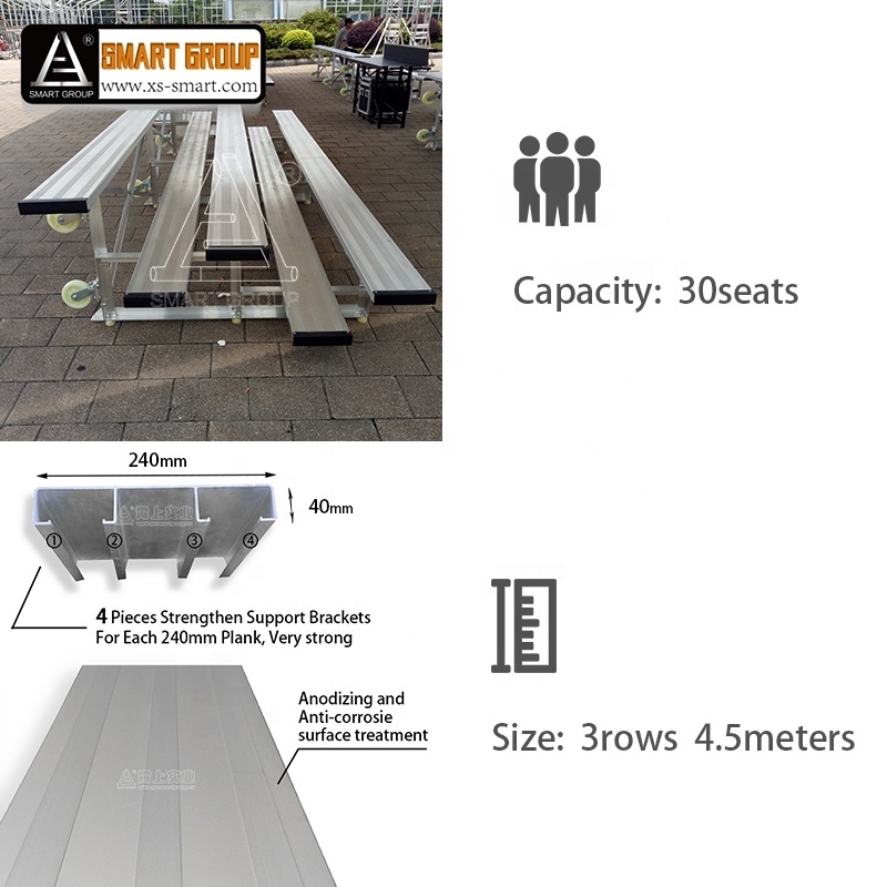 Outdoor galvanized frame tip and roll aluminum bleacher seating used bleachers for sale