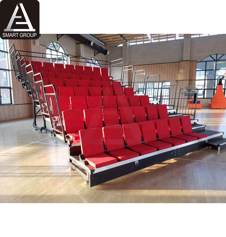 8 Rows 16ft Indoor event gym bleachers telescopic grandstand tribune retractable folding stadium bleacher seats chairs