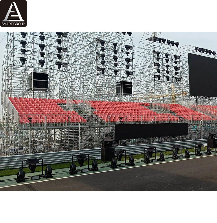 TUV certificate aluminium bleachers for football field stadium stand with guardrail for sale