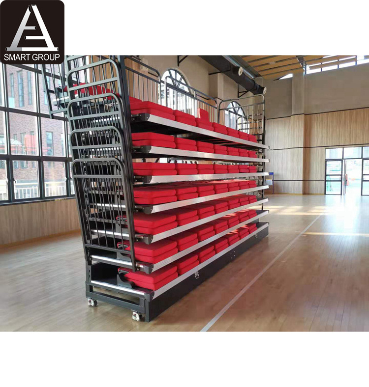 Telescopic Tribune Indoor Basketball Bleachers Seating Portable Gym Bleachers With TUV Full-loading Testing