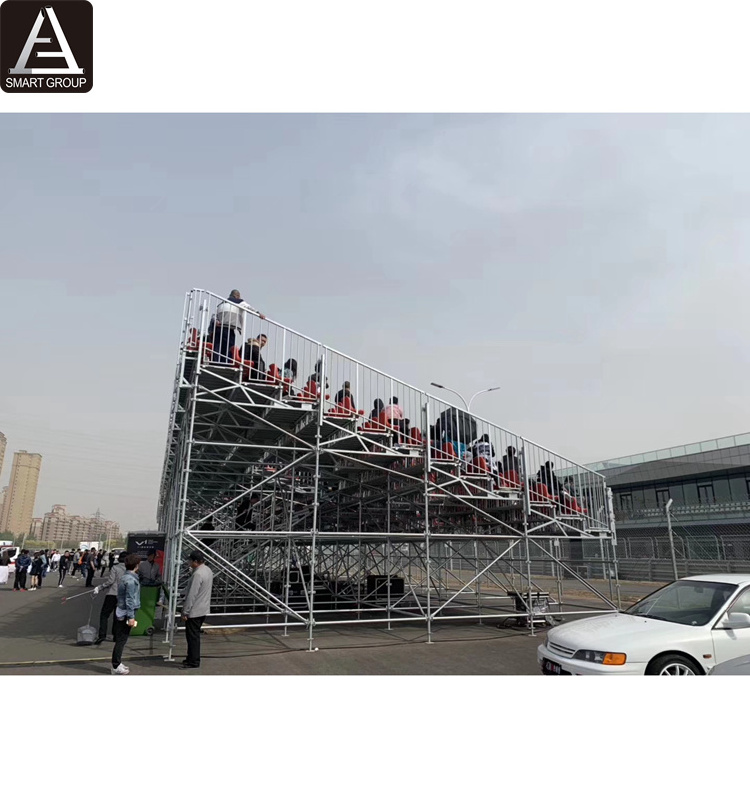 TUV certificate aluminium bleachers for football field stadium stand with guardrail for sale