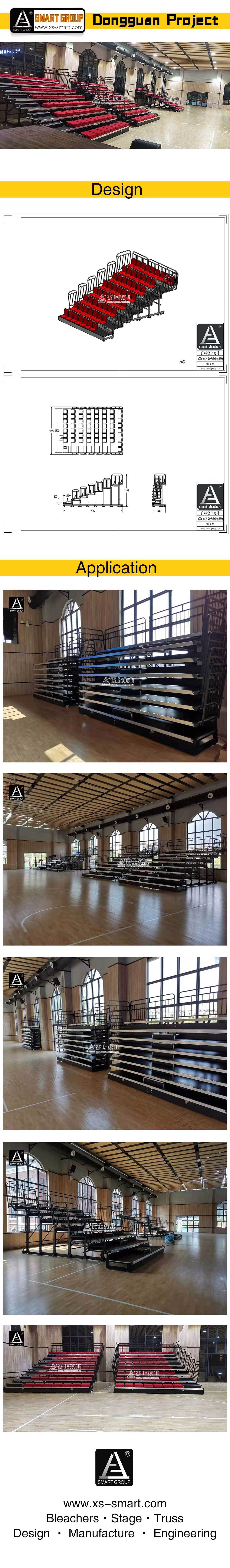 8 Rows 16ft Indoor event gym bleachers telescopic grandstand tribune retractable folding stadium bleacher seats chairs