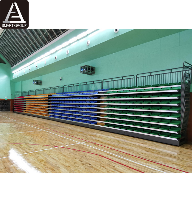 465 Seats 9 Rows 85ft Basketball Court Bleacher Seats Electric Telescopic Gym Bleachers Retractable Bleachers