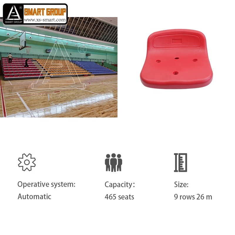 465 Seats 9 Rows 85ft Basketball Court Bleacher Seats Electric Telescopic Gym Bleachers Retractable Bleachers