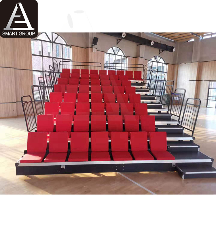 8 Rows 16ft Indoor event gym bleachers telescopic grandstand tribune retractable folding stadium bleacher seats chairs