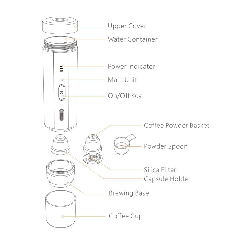 Portable usb charging outdoor minipresso coffee machine with cafe warmer function electric coffee maker