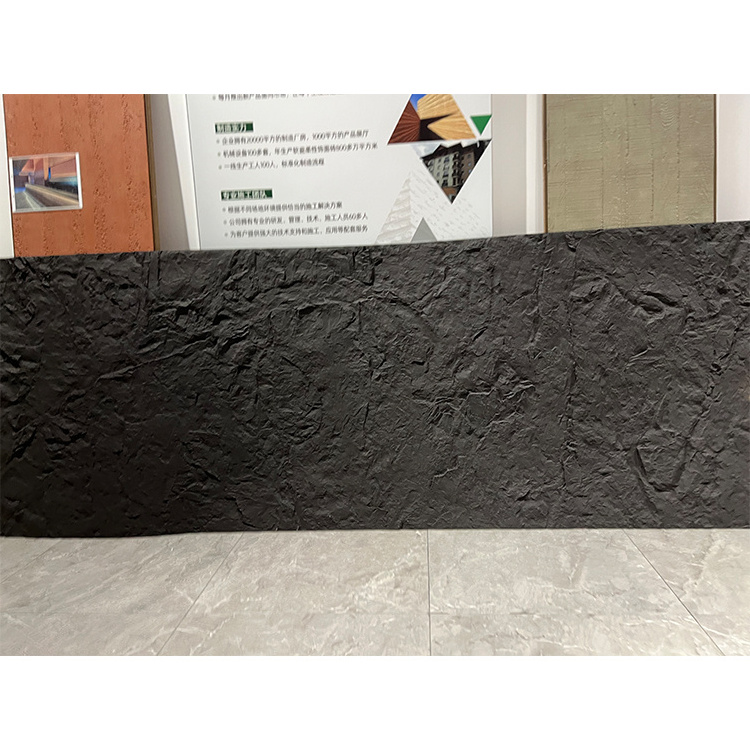 Flexible stone dark grey new design rock cut stone 3000*1200mm exterior and interior wall fireproof and waterproof material