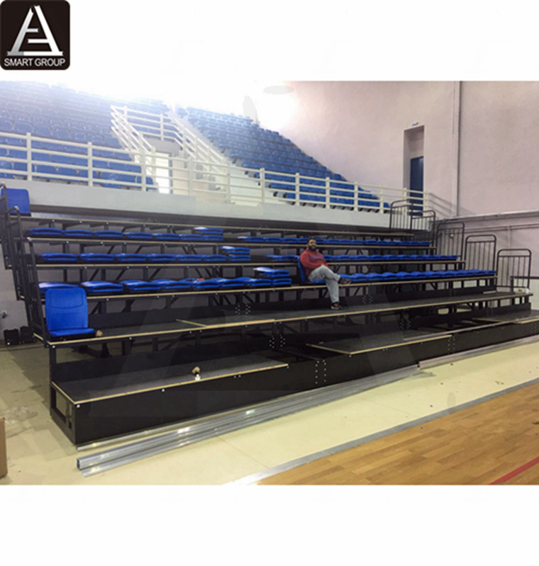 120 seats Telescopic seating retractable gym bleachers seat indoor grandstand folding stadium chair for sale