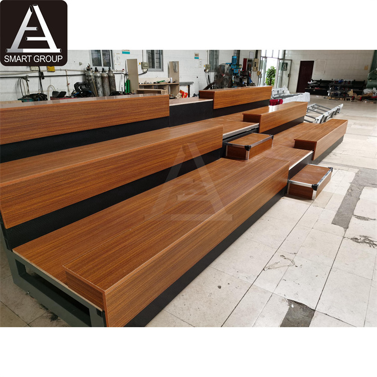 Custom wooden telescopic bleachers stadium seats retractable seating