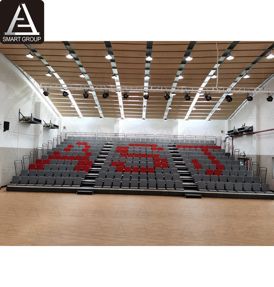 290 seats PU soft seating Customized indoor retractable bleachers stadium tribune